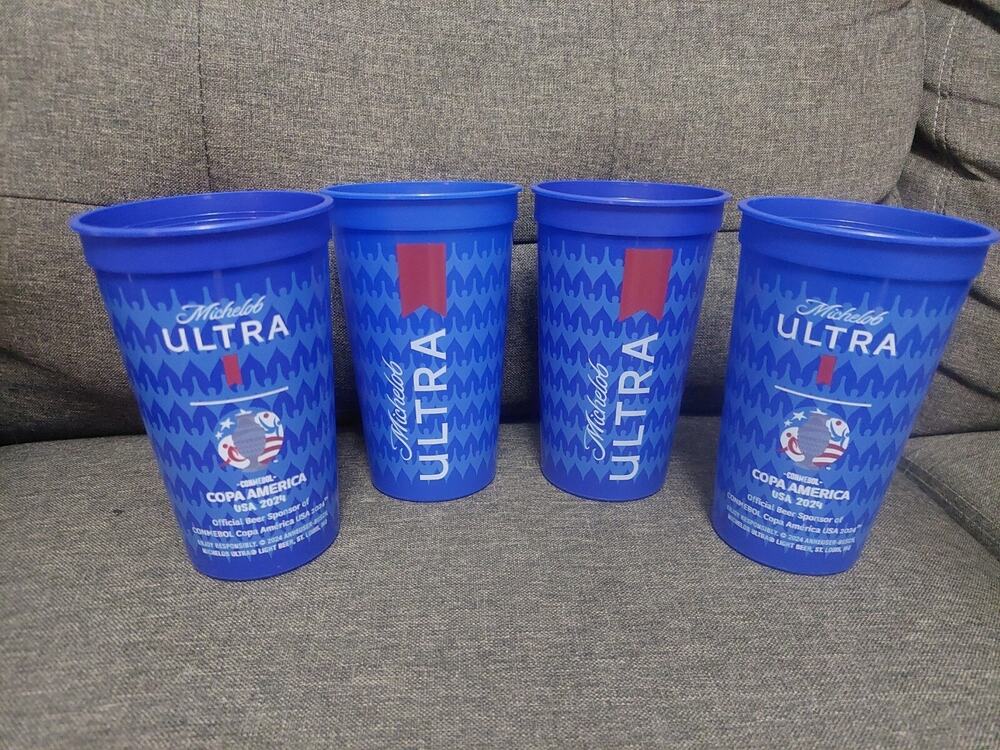 COPA America USA 2024 Michelob Ultra Collective Plastic Cup Blue Set Of 4 Nice**